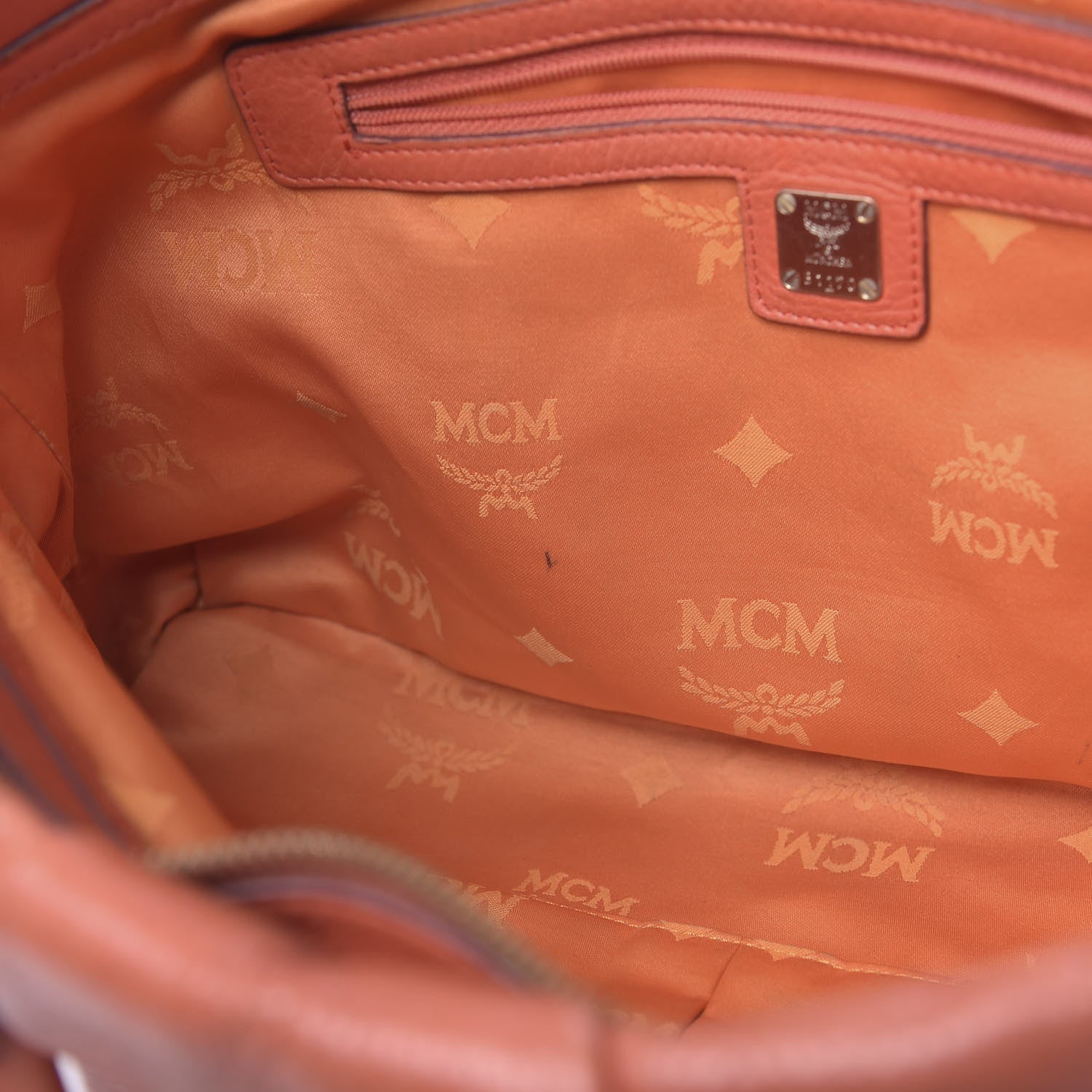 MCM Calfskin Ottomar Monogram Tote Hot Coral 7 of 14