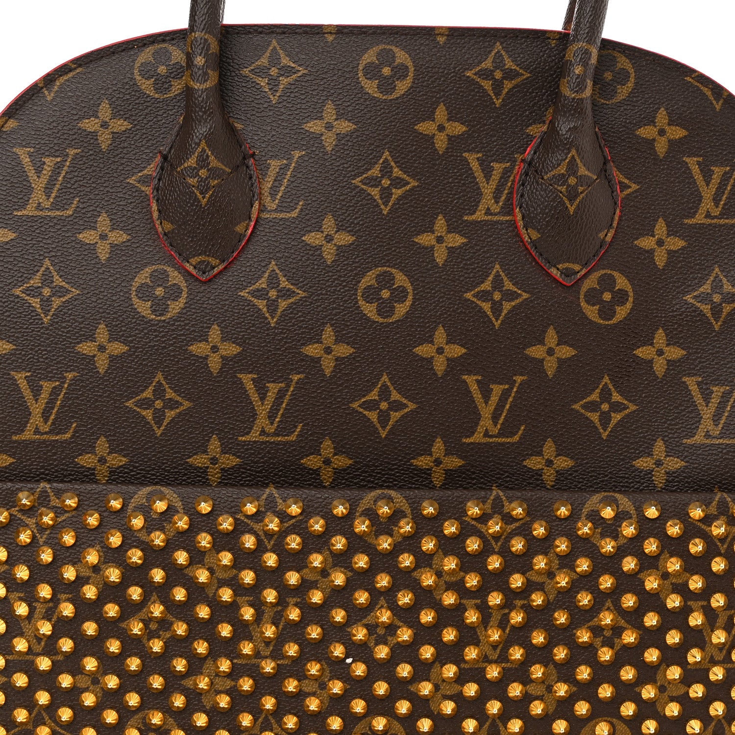 Louis Vuitton Monogram Calf Hair Spikes Iconoclasts Christian Louboutin Tote Red 7 of 11