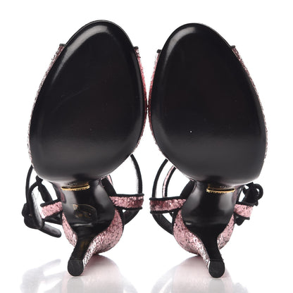 Gucci Glitter Suede Galactica Super Kid Platform Sandals 39 Soft Pink 5 of 7