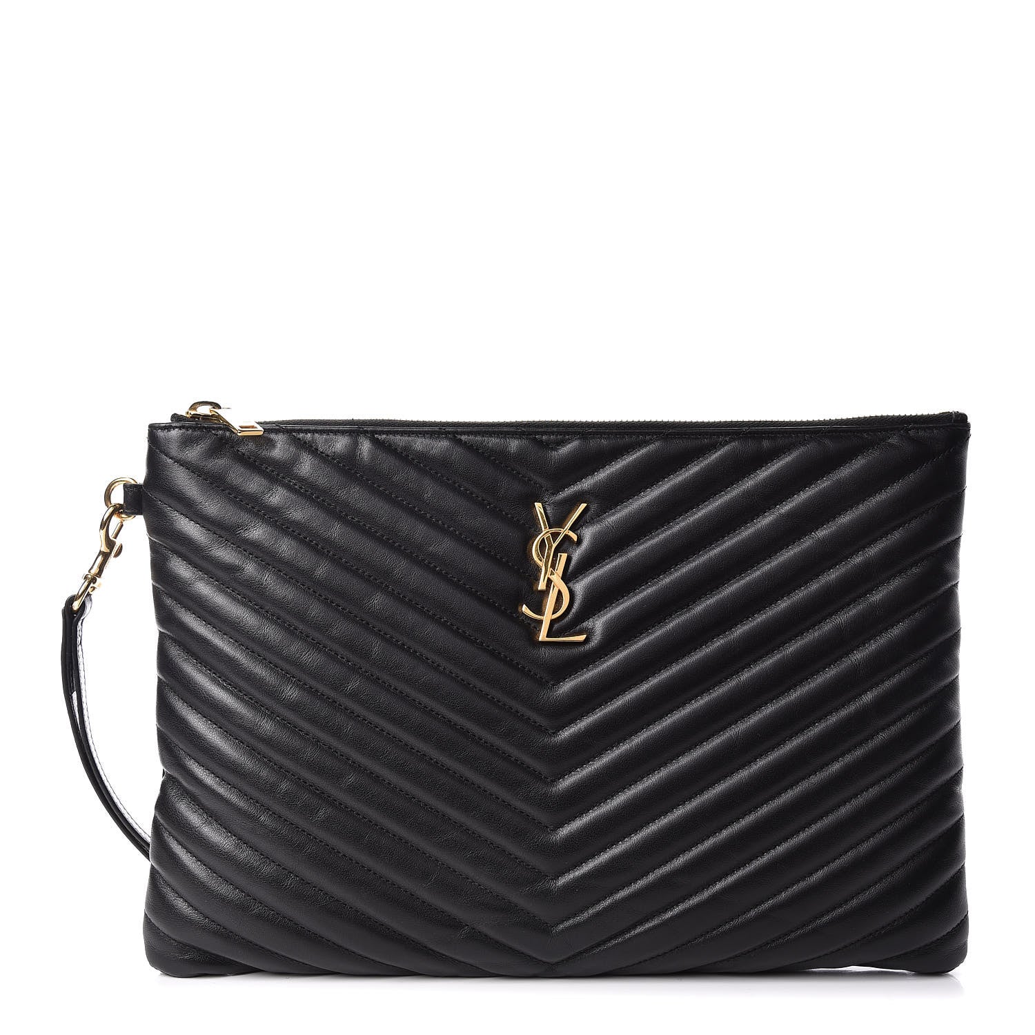 Saint Laurent Calfskin Matelasse Monogram Cassandre Tablet Pouch Black 1 of 9