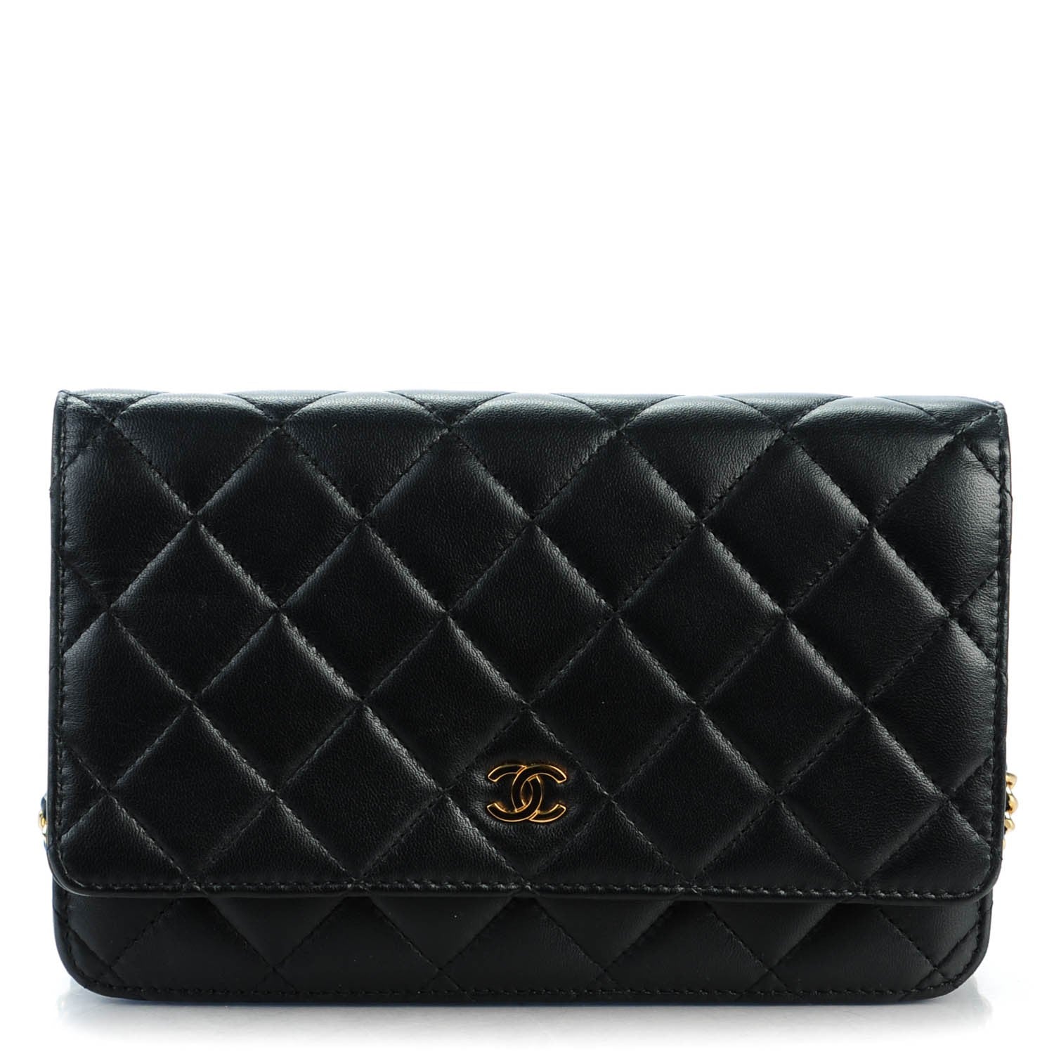 Chanel Lambskin Quilted Wallet On Chain WOC Black 1 of 8