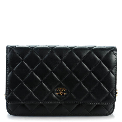 Chanel Lambskin Quilted Wallet On Chain WOC Black 1 of 8