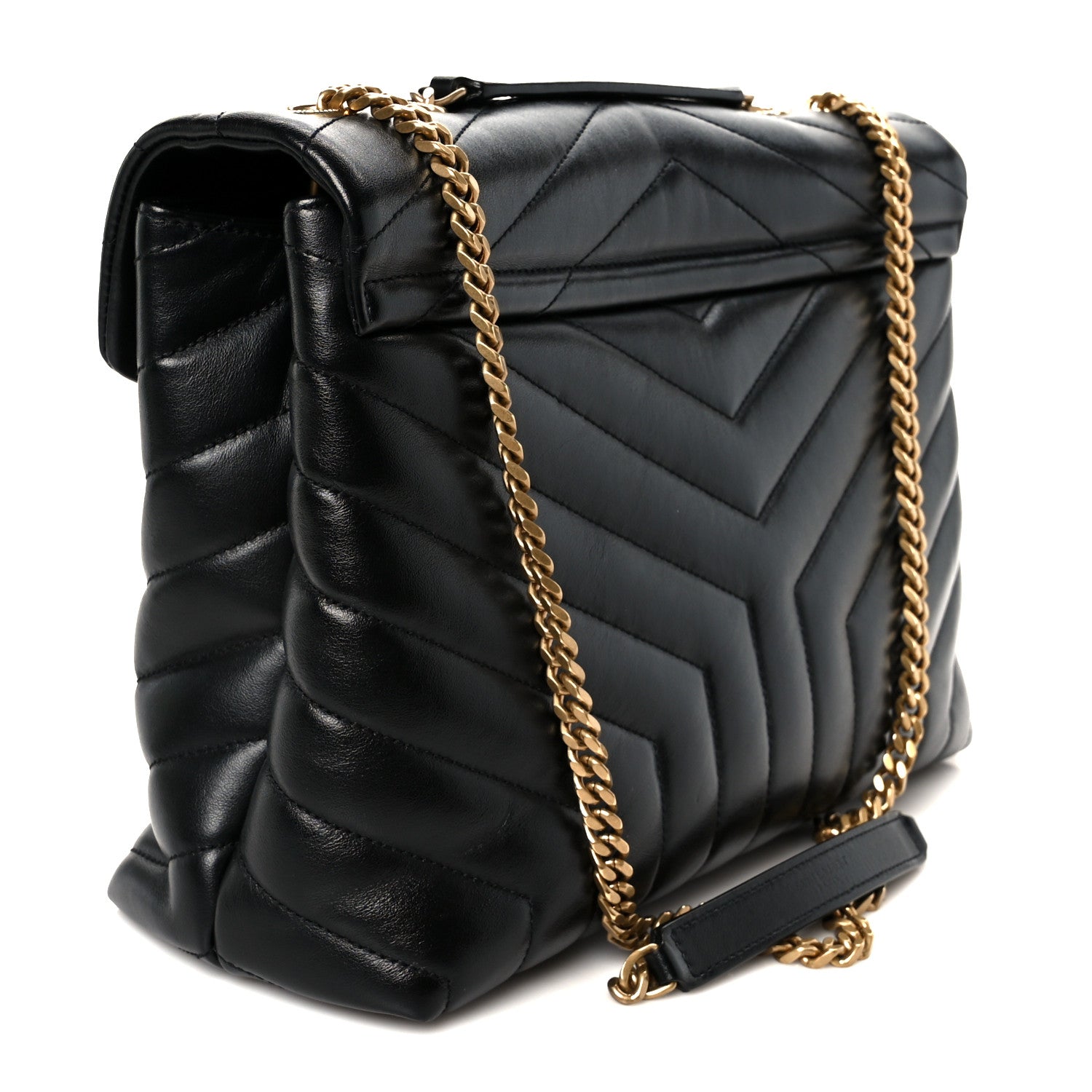 Saint Laurent Calfskin Y Quilted Monogram Medium Loulou Chain Satchel Black 3 of 12