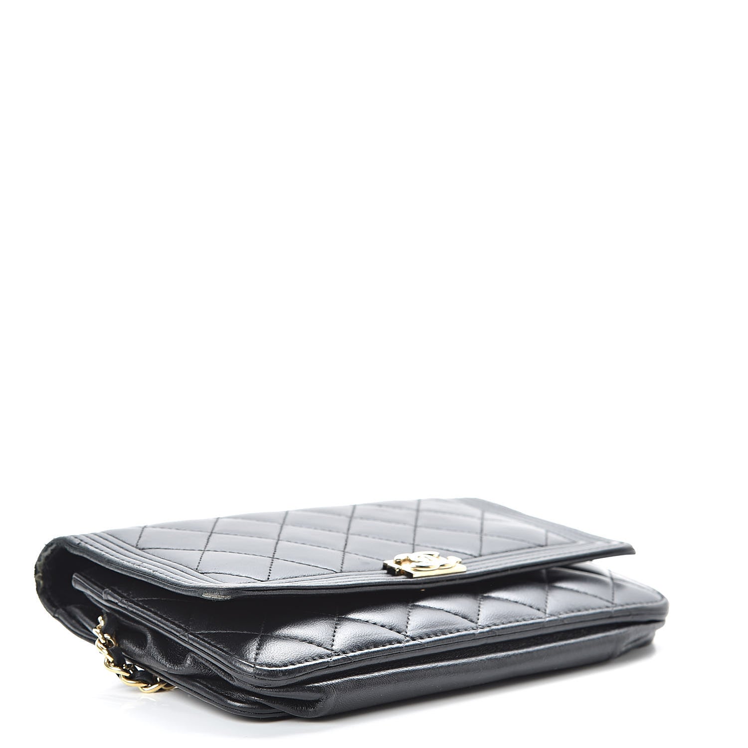 Chanel Lambskin Quilted Boy Wallet On Chain WOC Black 4 of 18