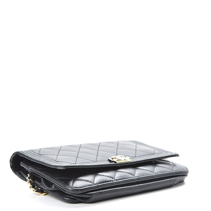 Chanel Lambskin Quilted Boy Wallet On Chain WOC Black 4 of 18