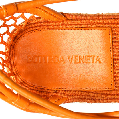 Bottega Veneta Mesh Lambskin Sporty Web Stretch Ankle Tie Espadrilles 37 Tangerine 7 of 7