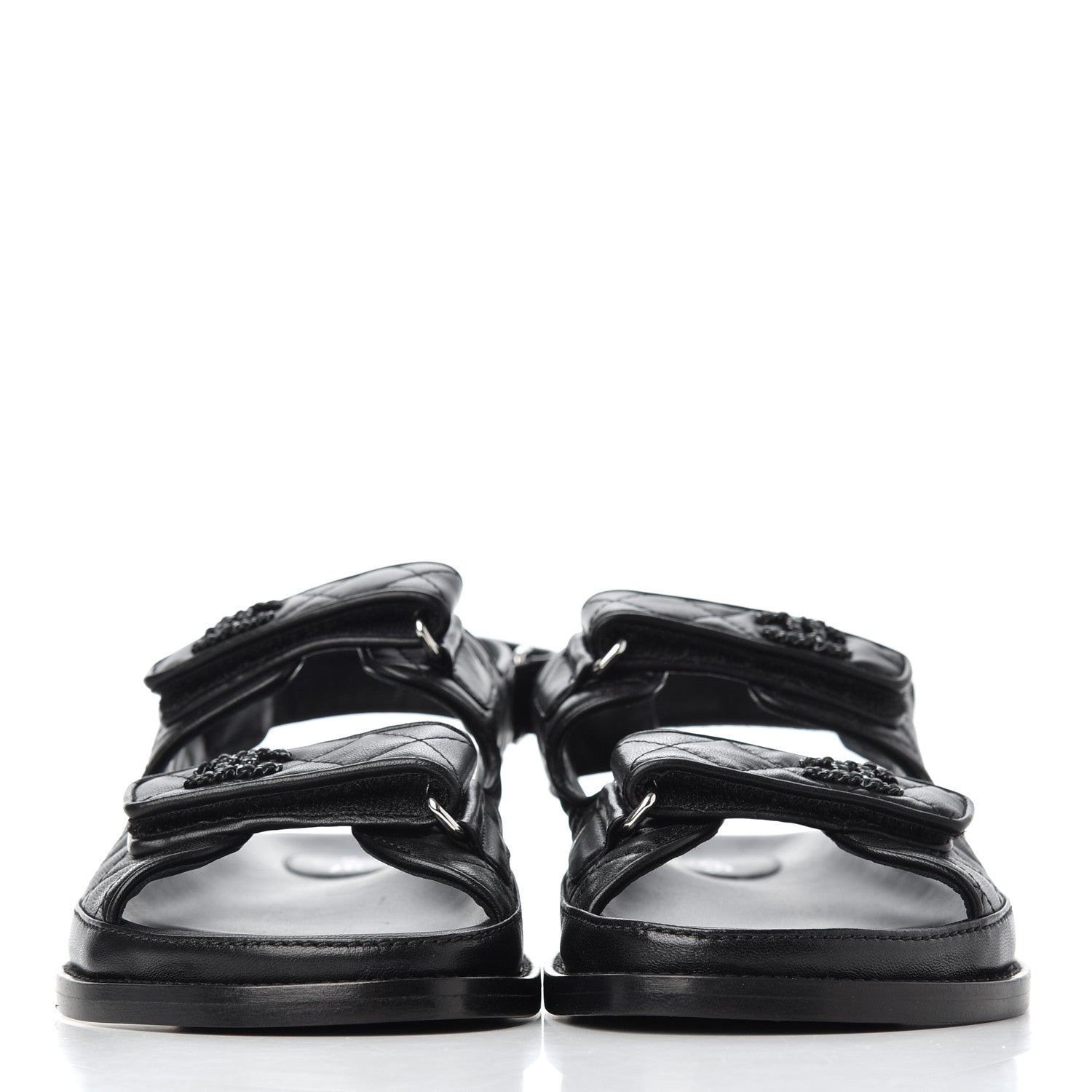 Chanel Lambskin Velcro Dad Sandals 39 Black 2 of 15