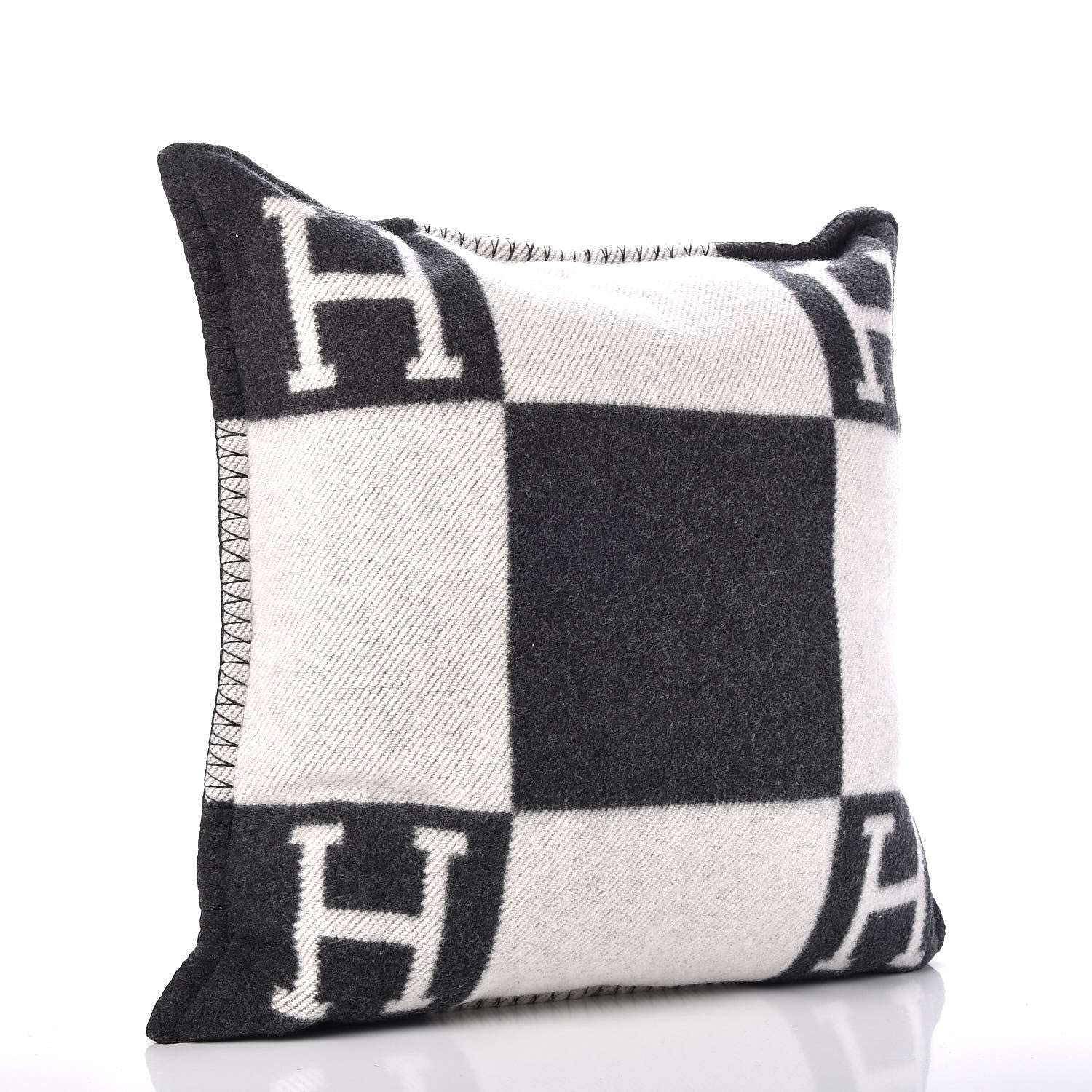 Hermes Wool Cashmere Avalon Pillow PM Ecru Gris Fonce 3 of 7