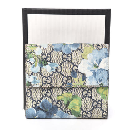 Gucci GG Supreme Monogram Blooms French Flap Wallet Beige Blue Navy Hibiscus Red 9 of 9