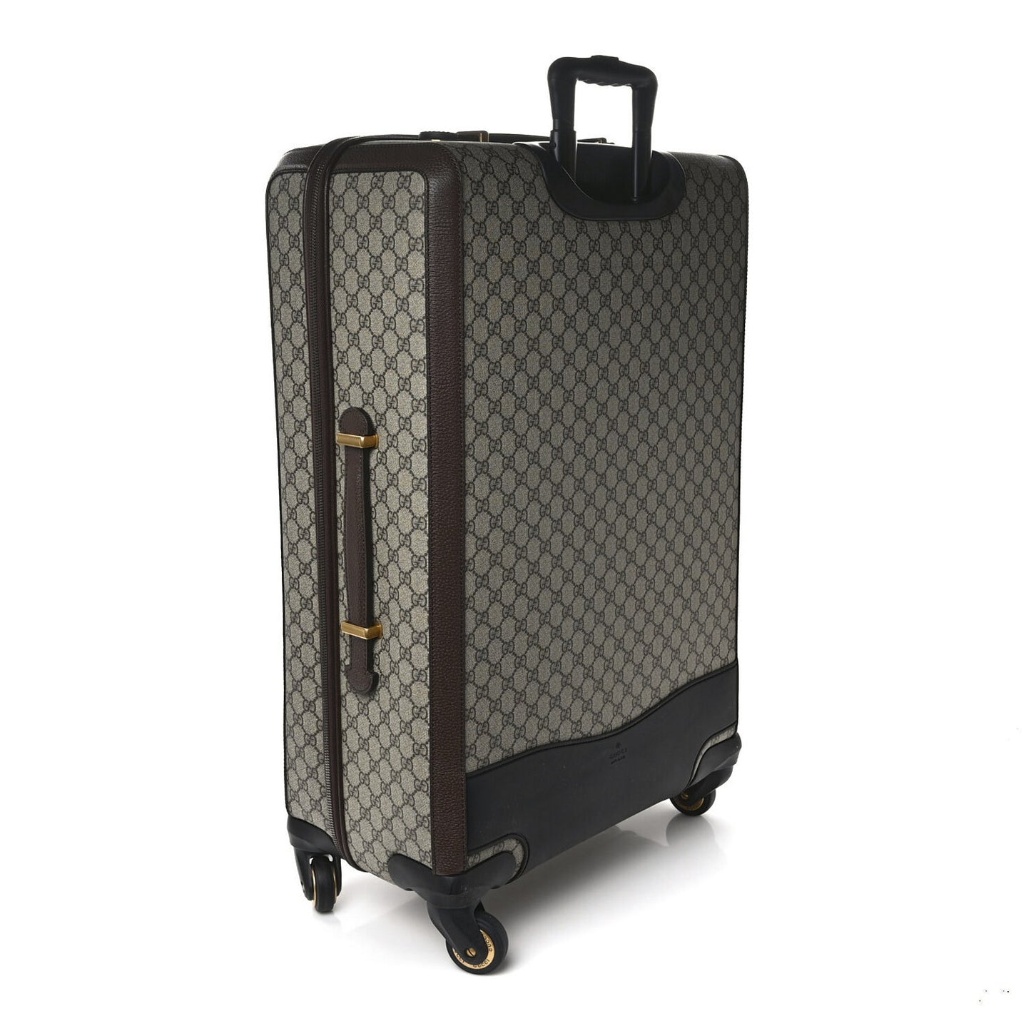 GG Supreme Monogram Textured Dollar Calfskin Web Large Savoy Trolley Suitcase Beige Ebony
