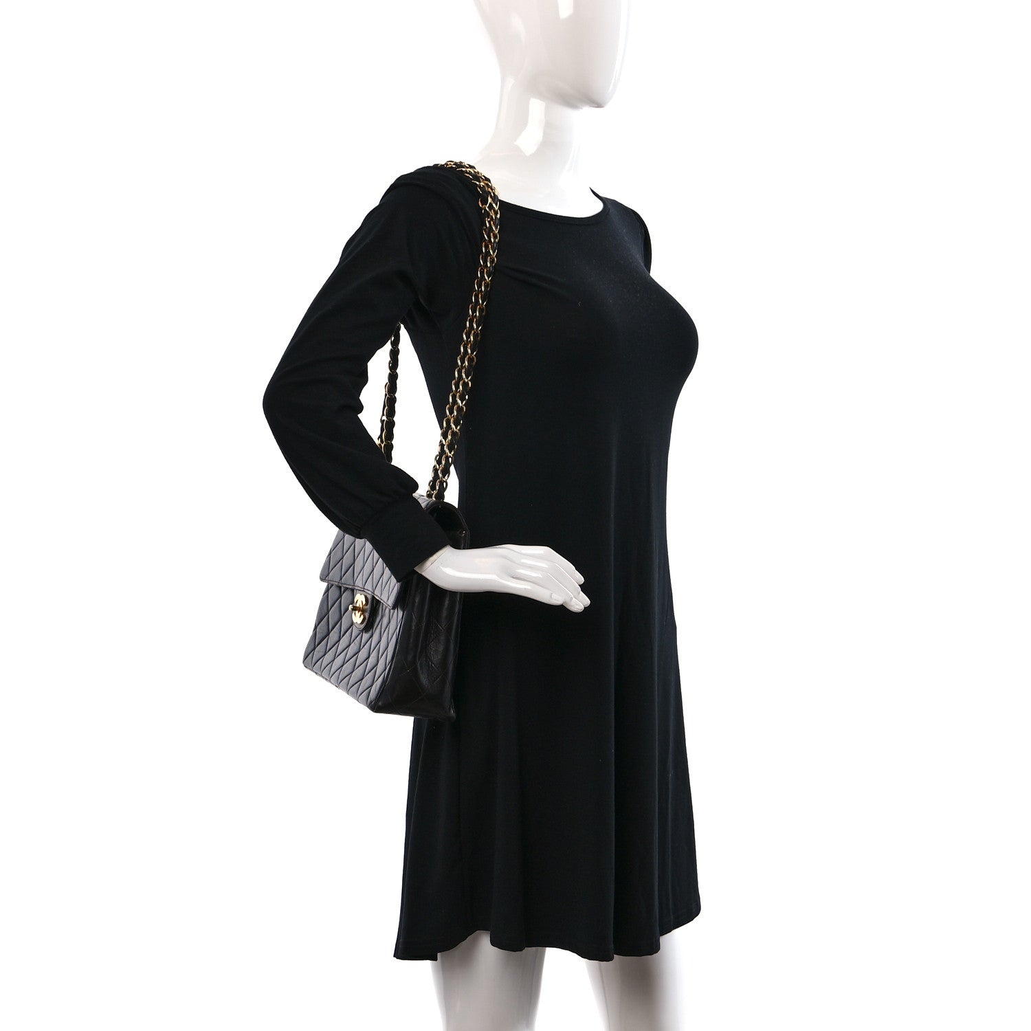 Chanel Lambskin Quilted Jumbo Single Flap Black 2 of 11