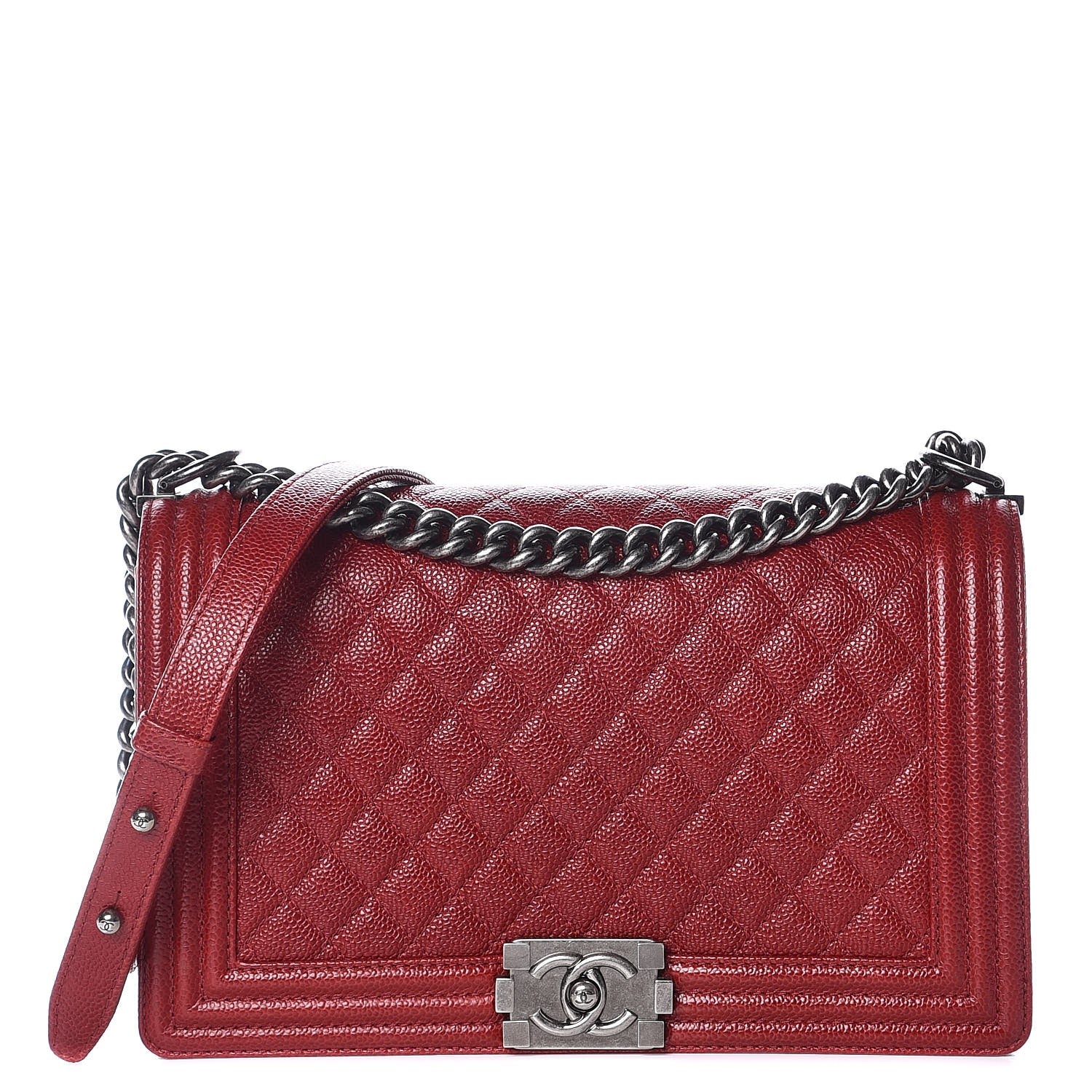 Chanel Caviar Quilted New Medium Boy Flap Dark Red 1 of 7