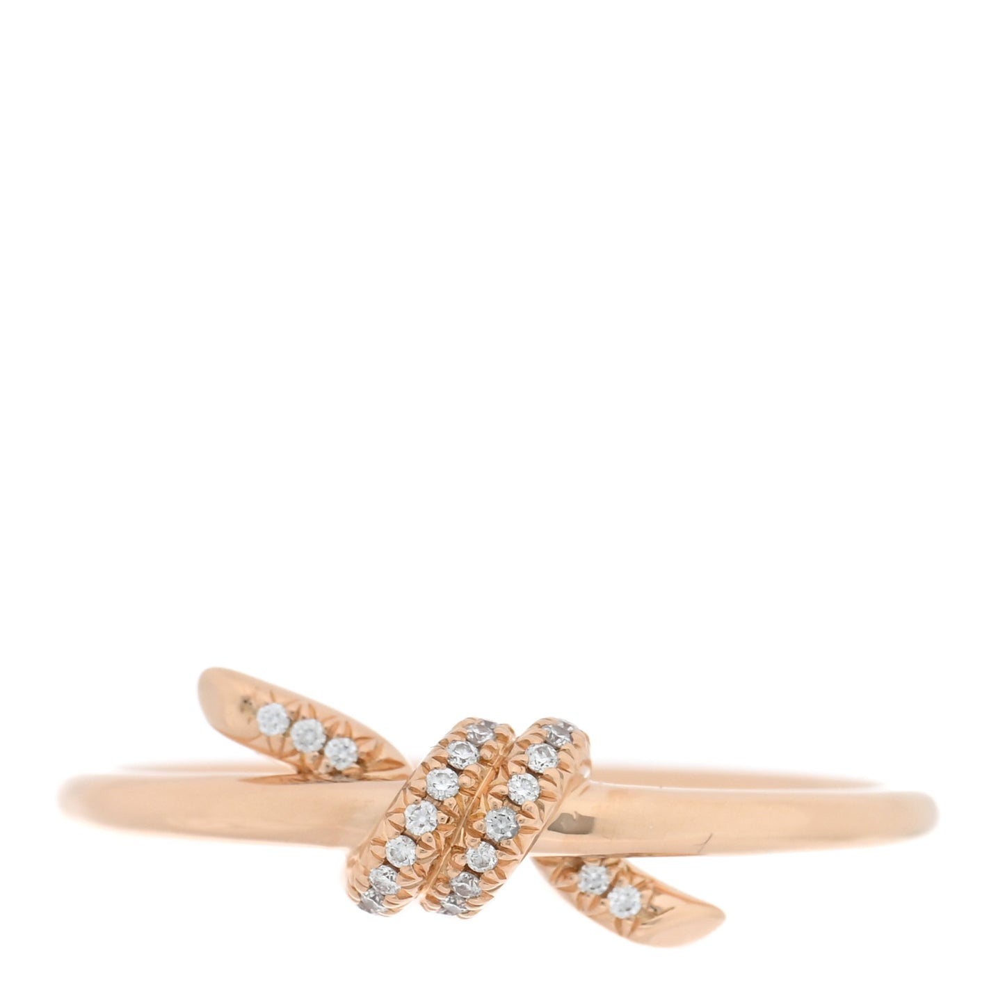 18K Rose Gold Diamond Small Knot Ring 60 9