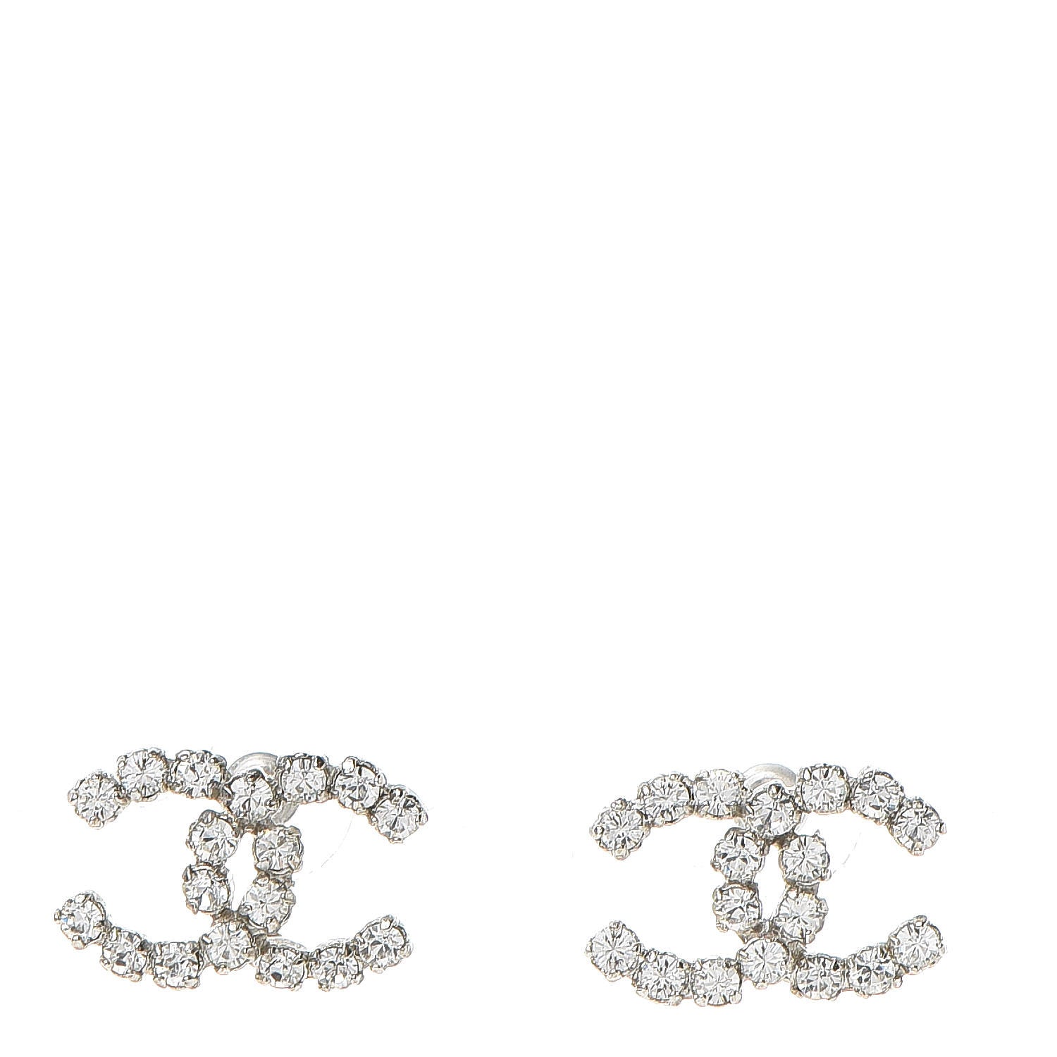 Chanel Crystal CC Earrings Silver 1 of 4