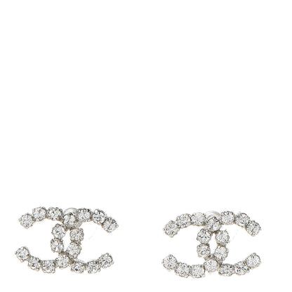 Chanel Crystal CC Earrings Silver 1 of 4
