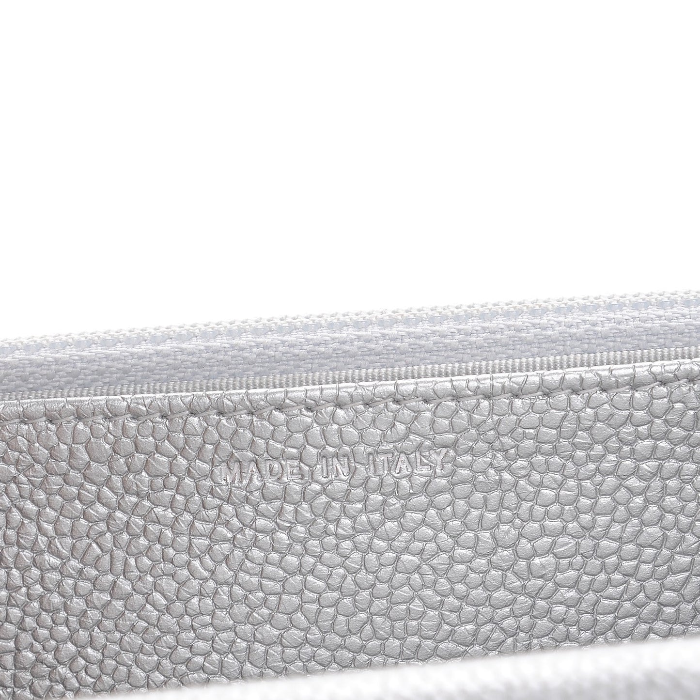 Metallic Caviar Quilted Wallet on Chain WOC Silver