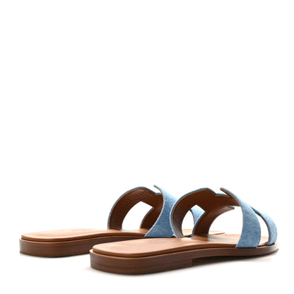 Hermes Denim Canvas Oran Sandals 37 Bleu Clair 4 of 9