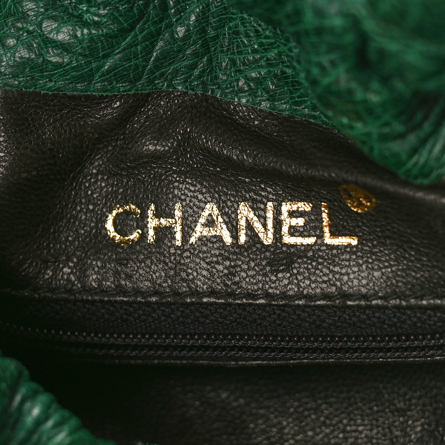 Chanel Ostrich Drawstring Pouch Bag Green 6 of 10