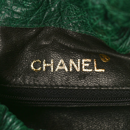 Chanel Ostrich Drawstring Pouch Bag Green 6 of 10