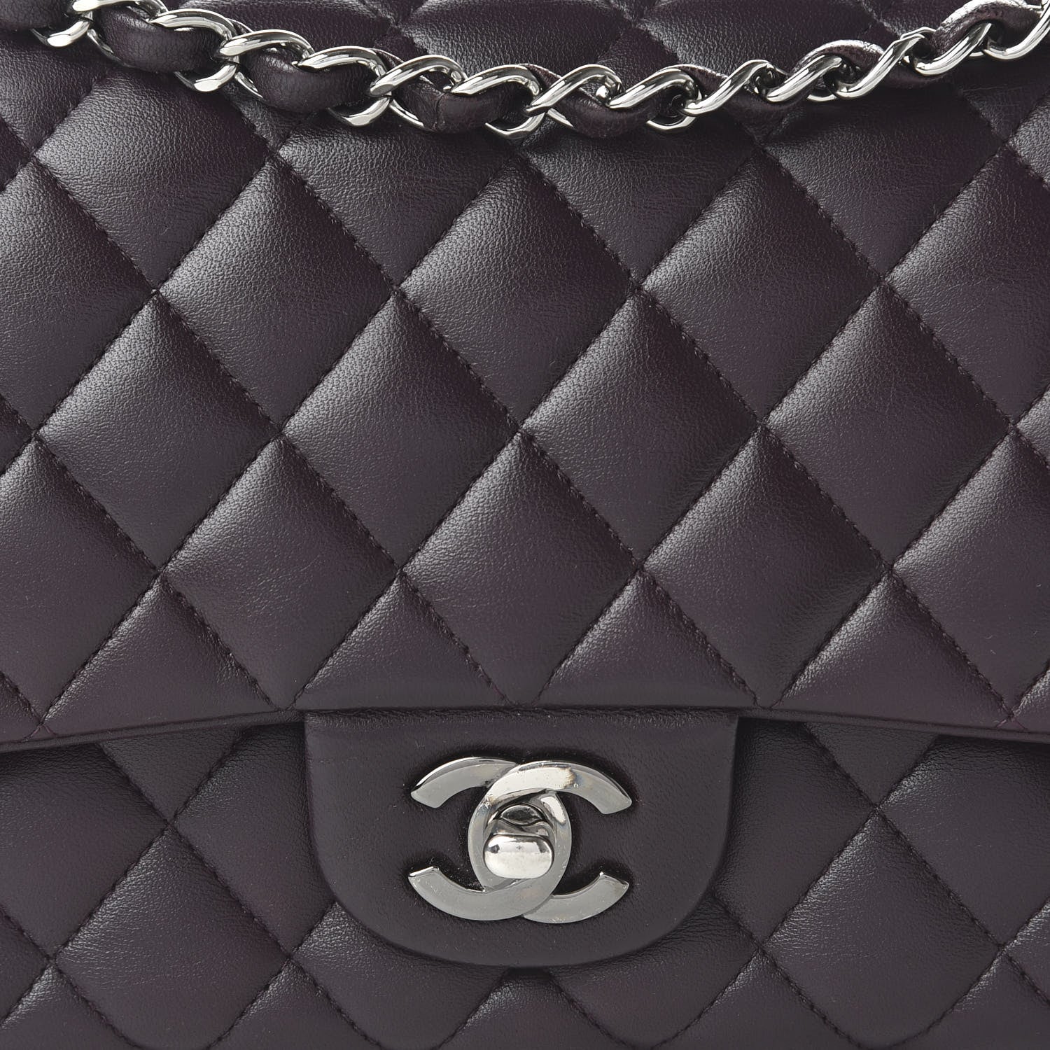 Chanel Lambskin Quilted Medium Double Flap Purple 10 of 10