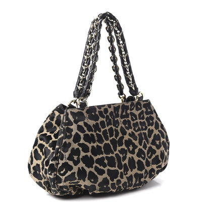 Fendi Jacquard Leopard Print Small Mia Tote Taupe Black 3 of 9