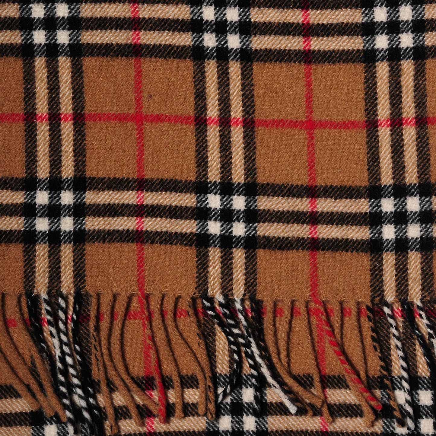 Lambswool Check Fringe Scarf Camel