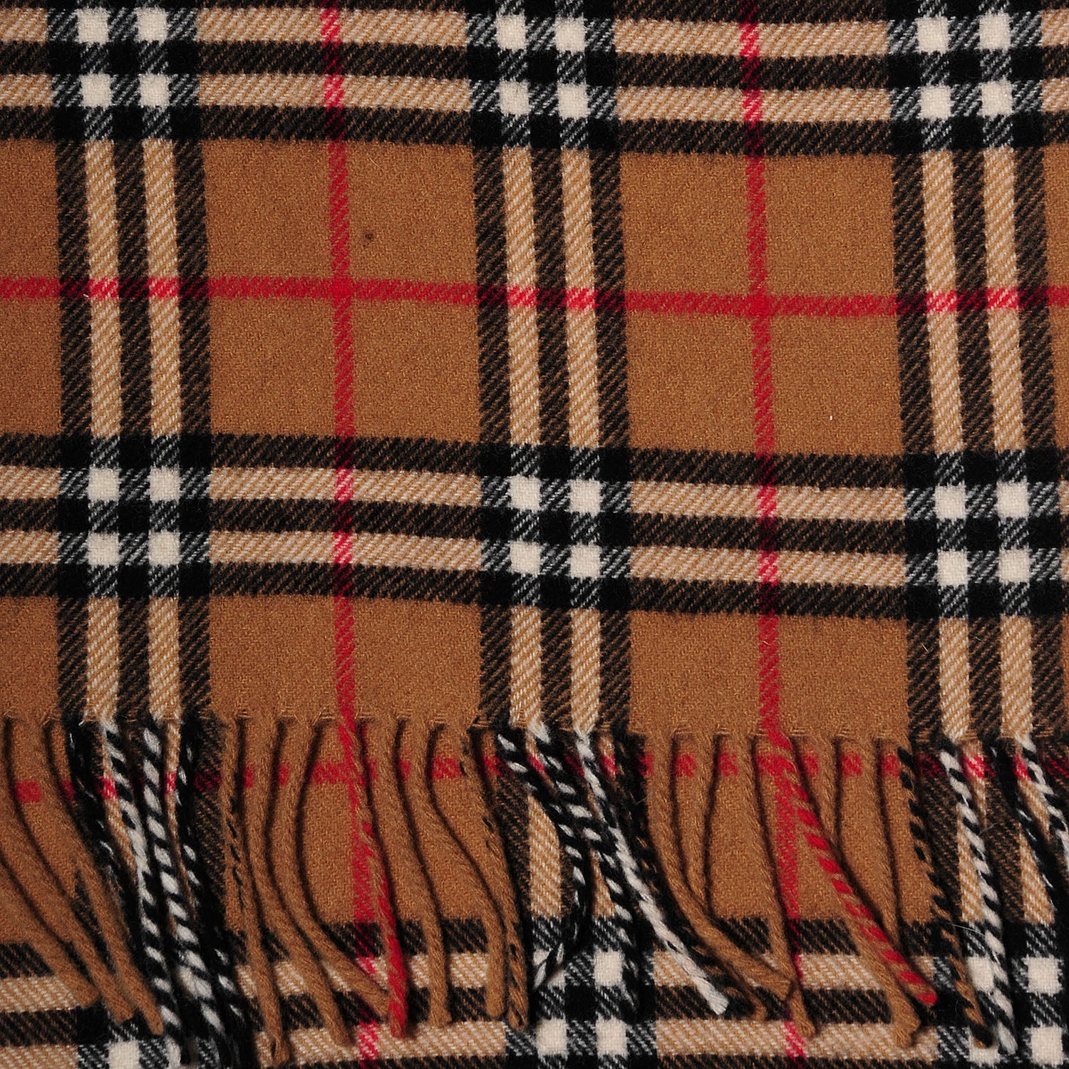 Burberry Lambswool Check Fringe Scarf Camel 4 of 5