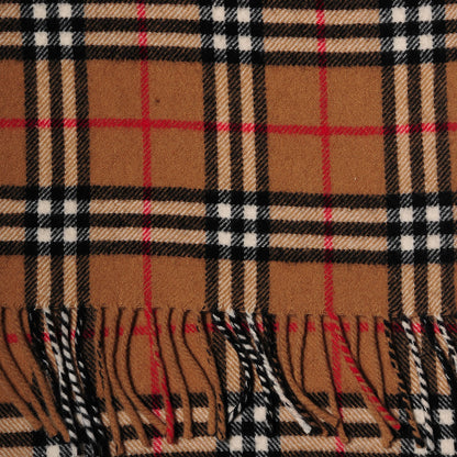 Burberry Lambswool Check Fringe Scarf Camel 4 of 5