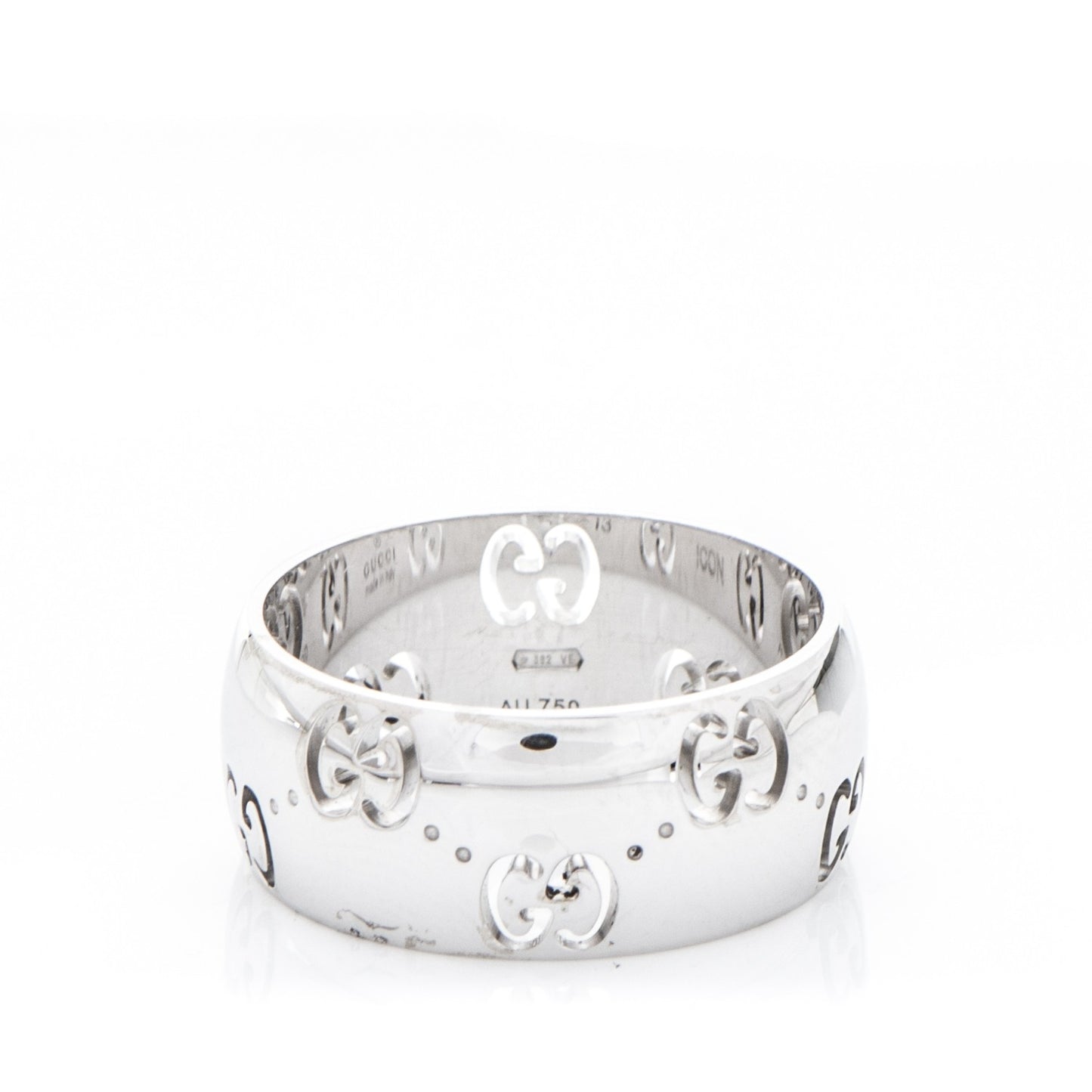 18K White Gold 8mm Icon Band Ring 6.5