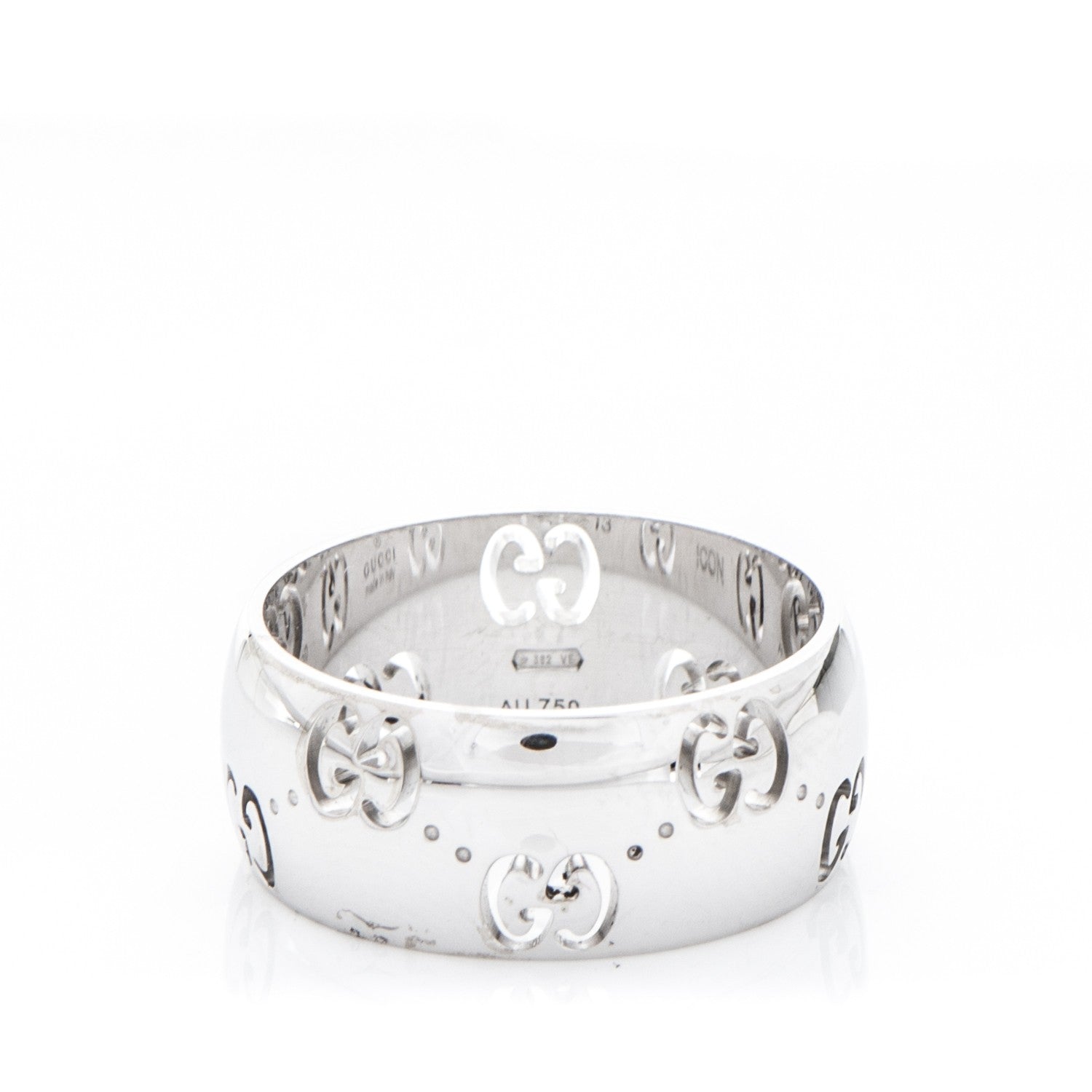 Gucci 18K White Gold 8mm Icon Band Ring 6.5 1 of 6