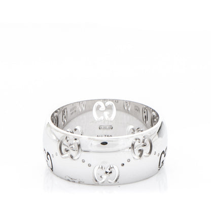 Gucci 18K White Gold 8mm Icon Band Ring 6.5 1 of 6