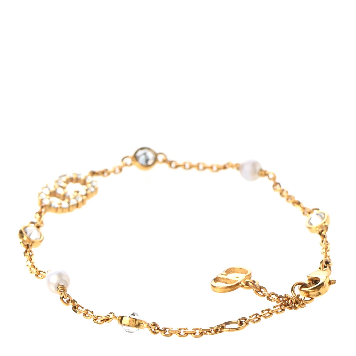 Crystal Pearl Clair D Lune Bracelet Gold