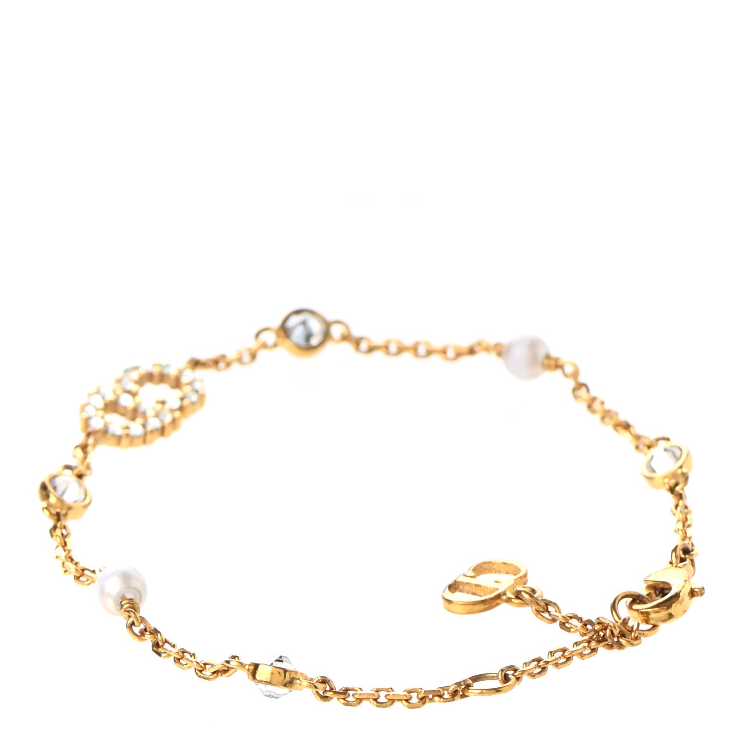 Christian Dior Crystal Pearl Clair D Lune Bracelet Gold 3 of 4