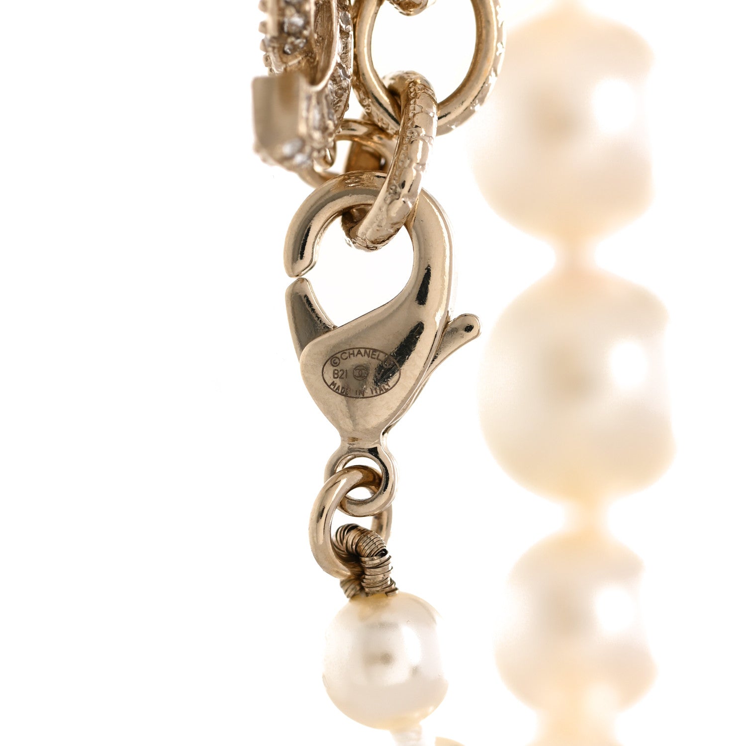 Chanel Graduated Pearl Crystal CC Bracelet Gold 4 of 4