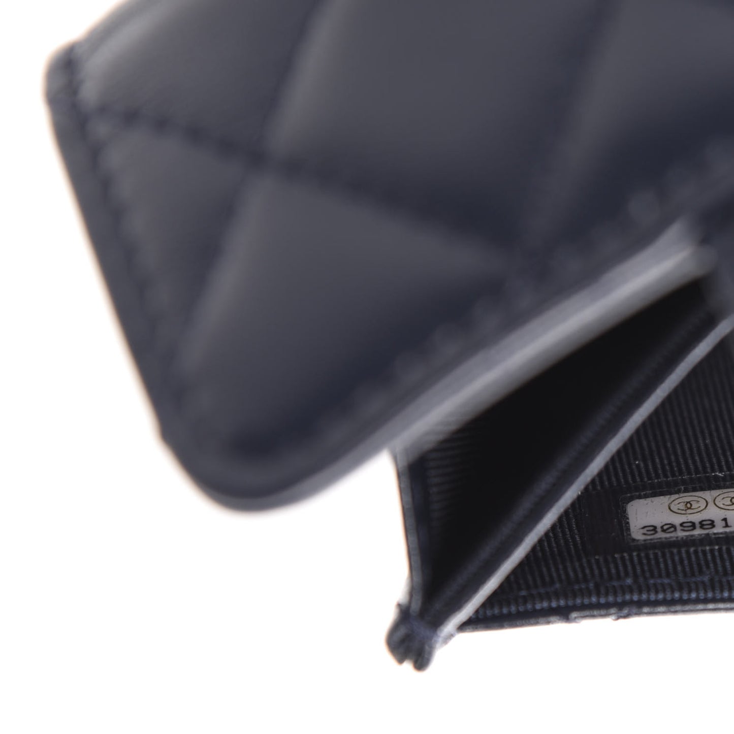Lambskin Quilted Flap Card Holder Wallet Navy