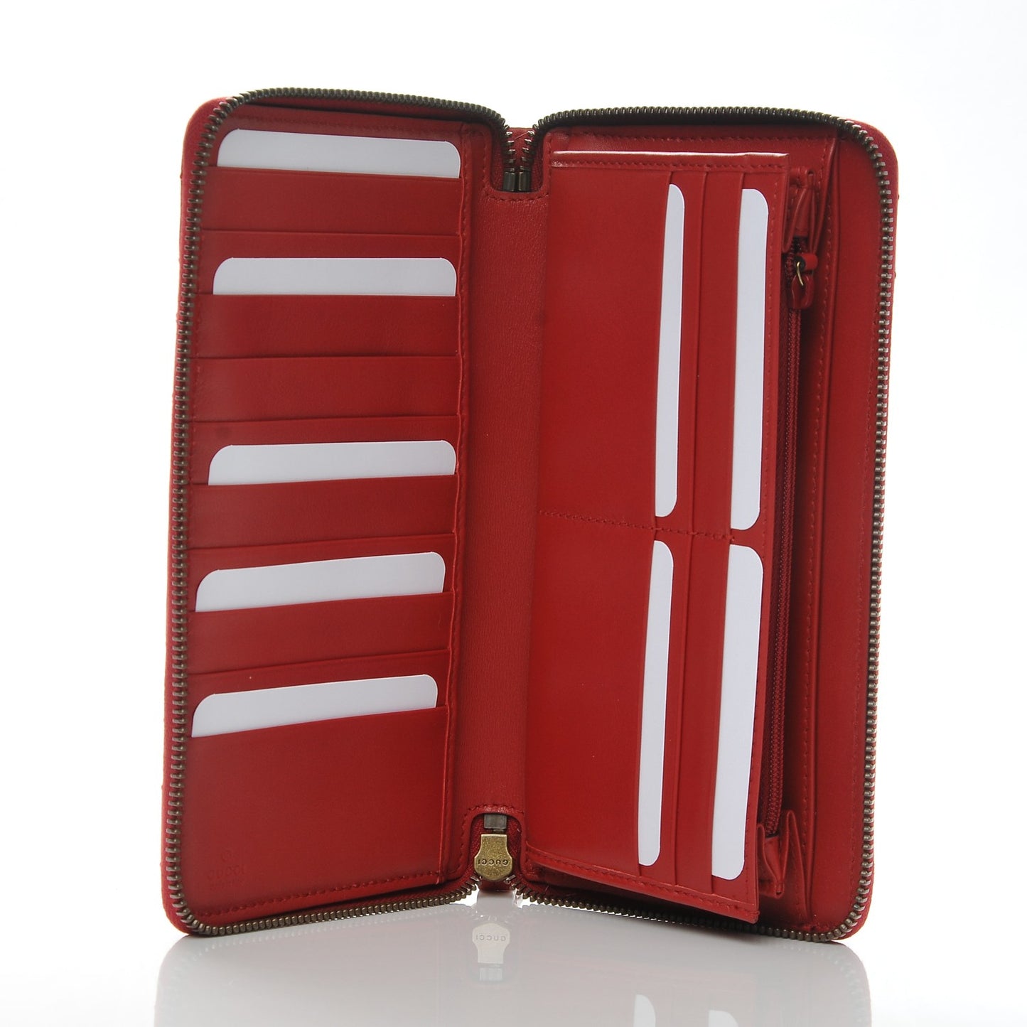 Calfskin Matelasse GG Marmont Zip Around Organizer Wallet Hibiscus Red