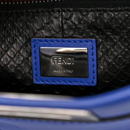 Fendi Vitello Morgan Snakeskin Crocodile Monster Eyes Medium Peekaboo Iconic Satchel Blue Neon Sunflower 8 of 13