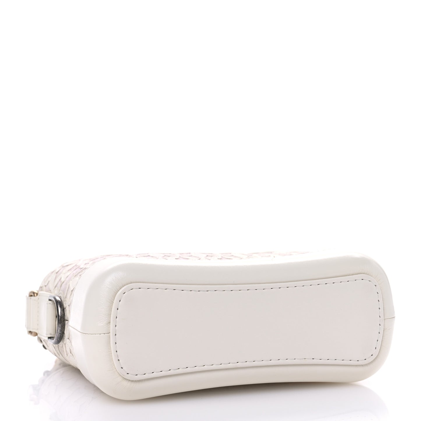 Calfskin Wool Felt Embossed Small Gabrielle Logo Hobo White