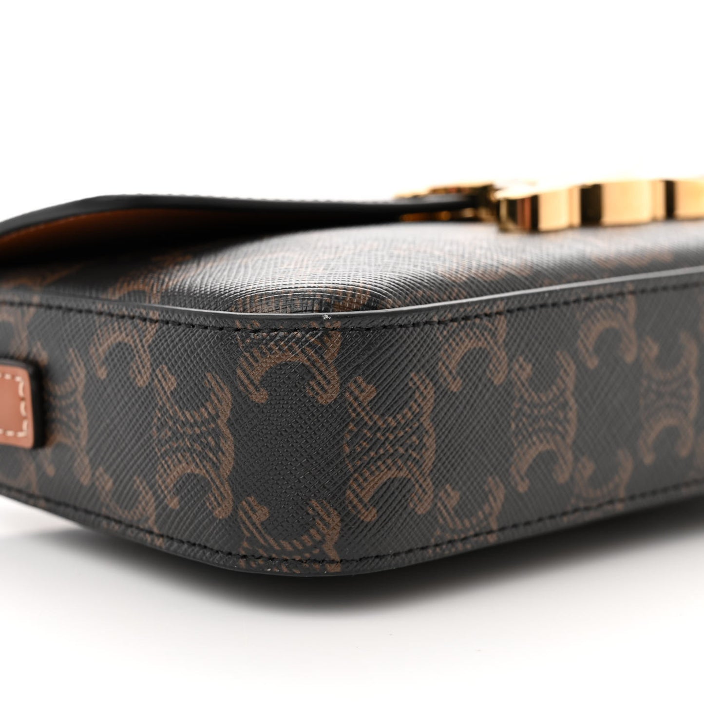 Canvas Calfskin Triomphe Shoulder Bag Tan