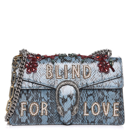 Gucci Snakeskin Blind For Love Embroidered Small Dionysus Shoulder Bag Ultramarine Multicolor 1 of 8
