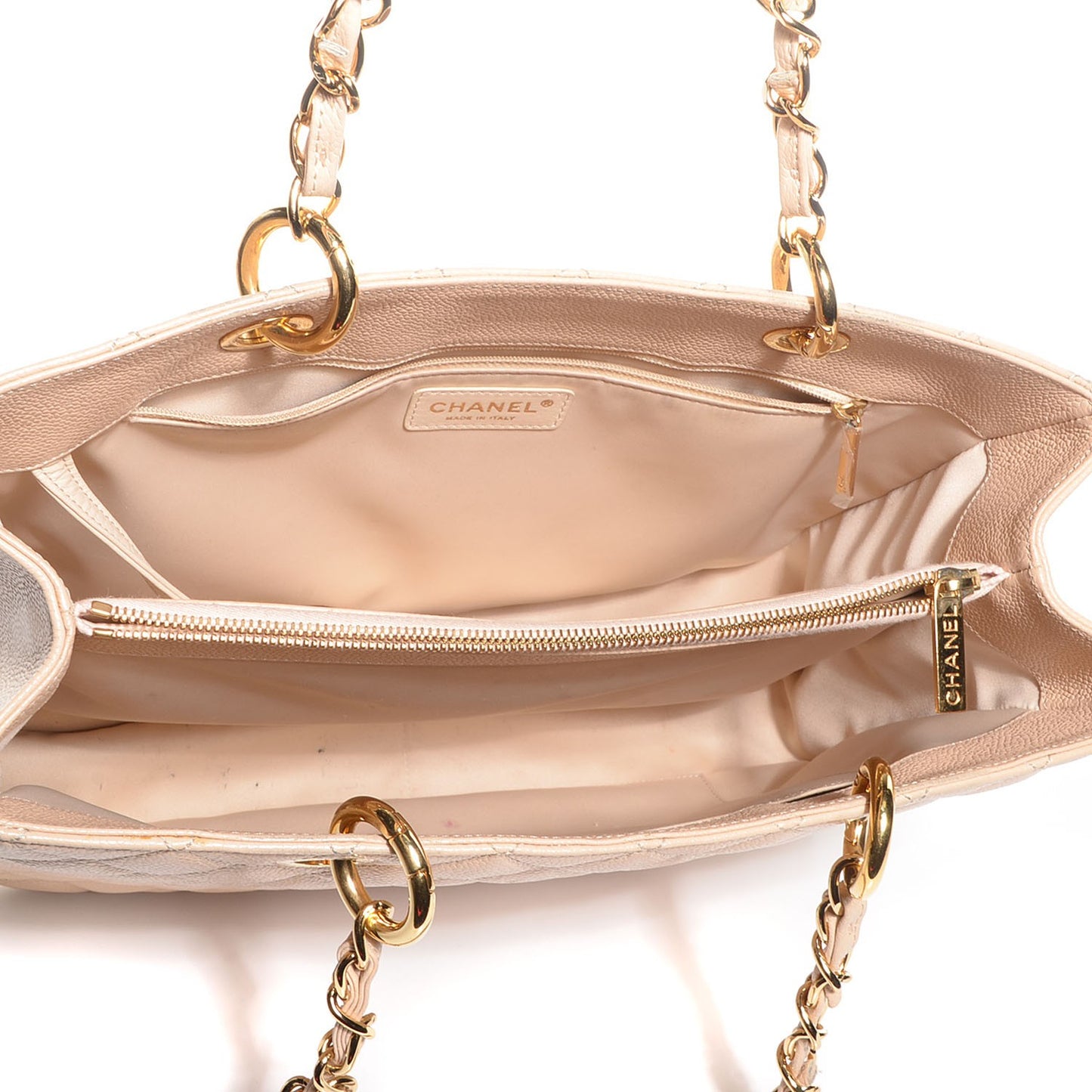 Caviar Quilted Grand Shopping Tote GST Beige Clair