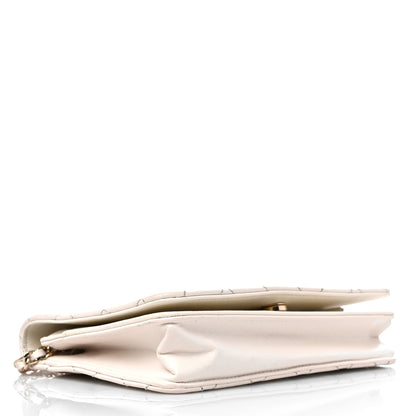 Chanel Aged Calfskin Chevron Wallet On Chain WOC White 4 of 15
