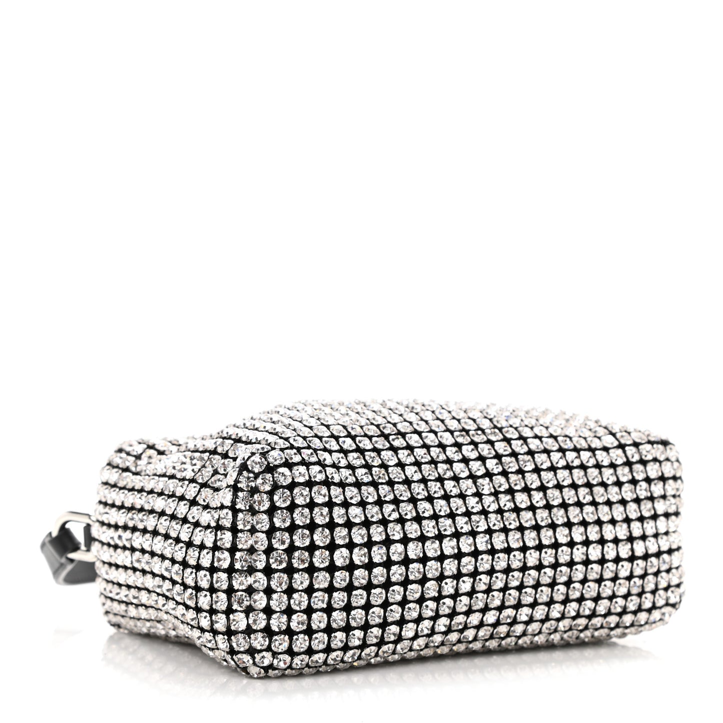 Mesh Crystal Rhinestone Mini Heiress Pouch Black Silver