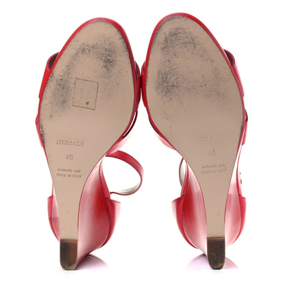 Hermes Calfskin Legend Wedge Sandals 40 Pavot 4 of 7