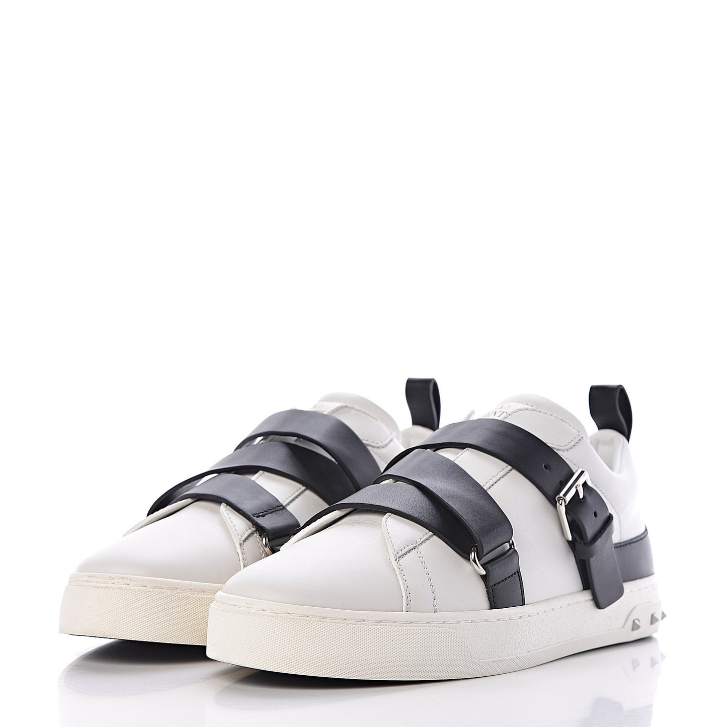 Calfskin Womens V Punk Low Top Sneakers 37 White Black