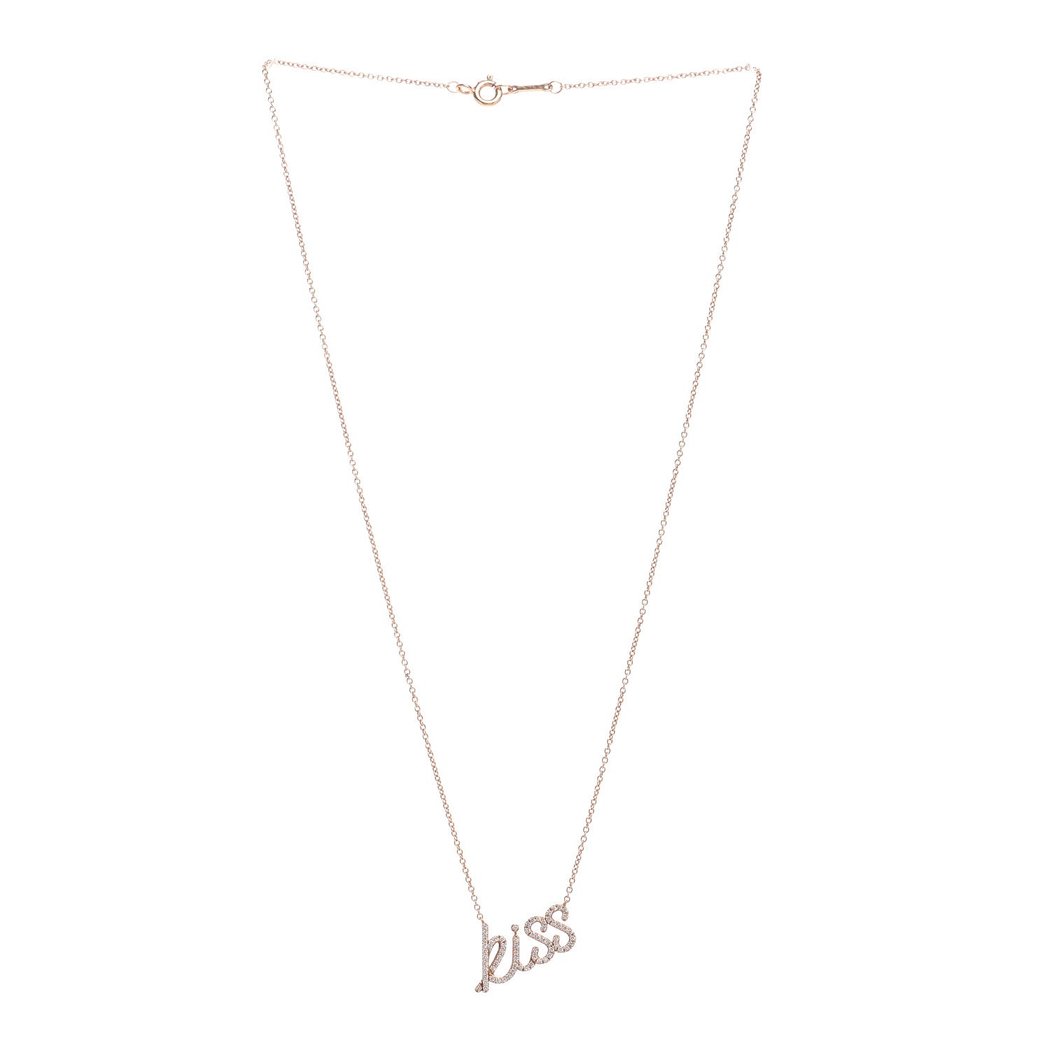 Tiffany 18K Rose Gold Diamond Paloma's Graffiti Kiss Pendant Necklace 3 of 4