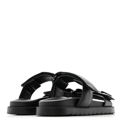 Louis Vuitton Grained Calfskin Sunset Comfort Flat Sandals 38 Black 10 of 20