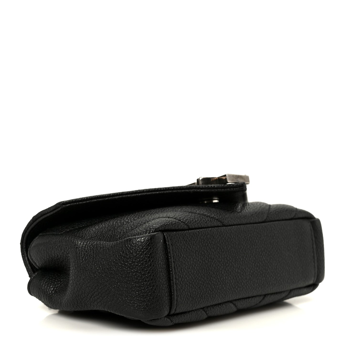 Grained Calfskin Matelasse Chevron Classic Monogram Baby Chain Bag Black