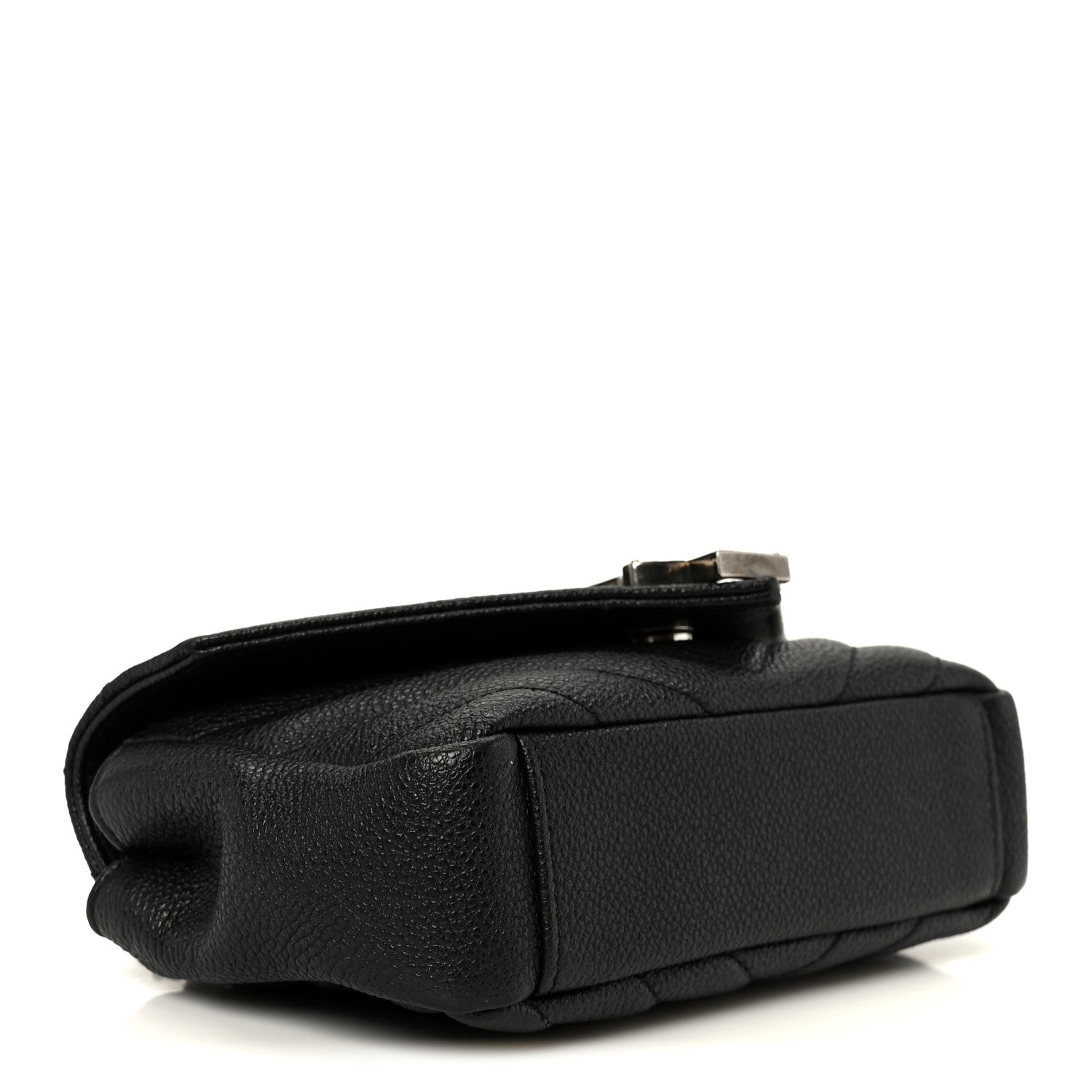 Saint Laurent Grained Calfskin Matelasse Chevron Classic Monogram Baby Chain Bag Black 4 of 11