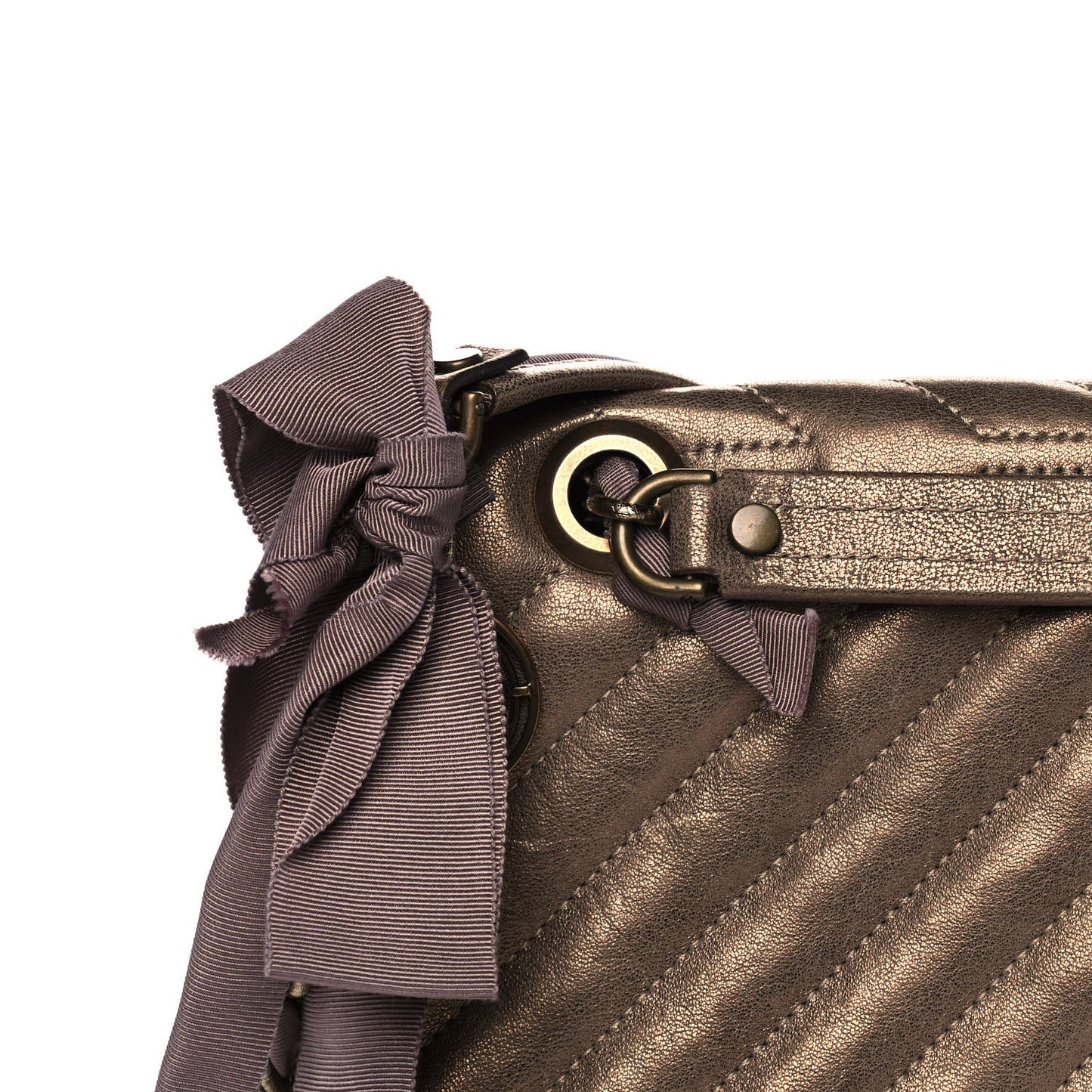 Metallic Lambskin Quilted Medium Happy Shoulder Bag Bronze